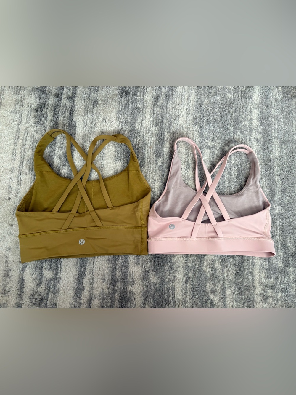 lululemon Energy Longline Bra Two-Piece Bundle in Green & Pink Size 4